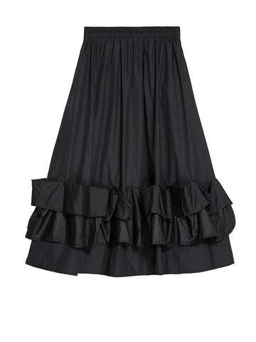 Sovereign Pleated Ruffle Midi Skirt