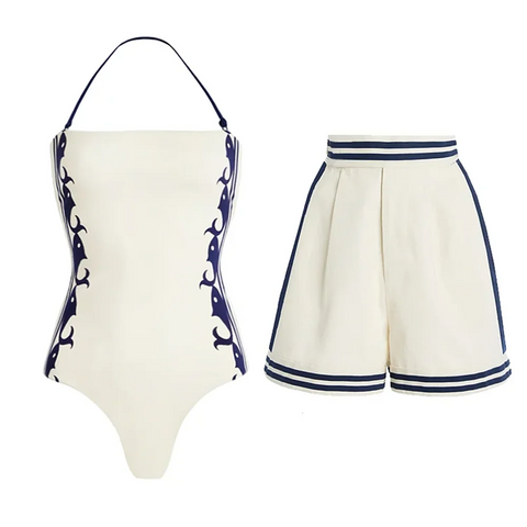 Confident Striped Ruffle Bikini Set