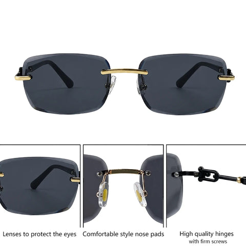Radiant Gold Rimless Sunglasses
