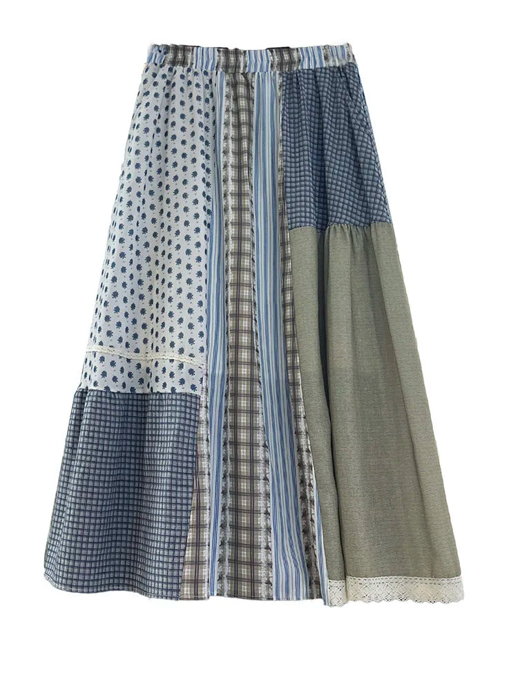 Free Spirit Striped Patchwork Midi Skirt