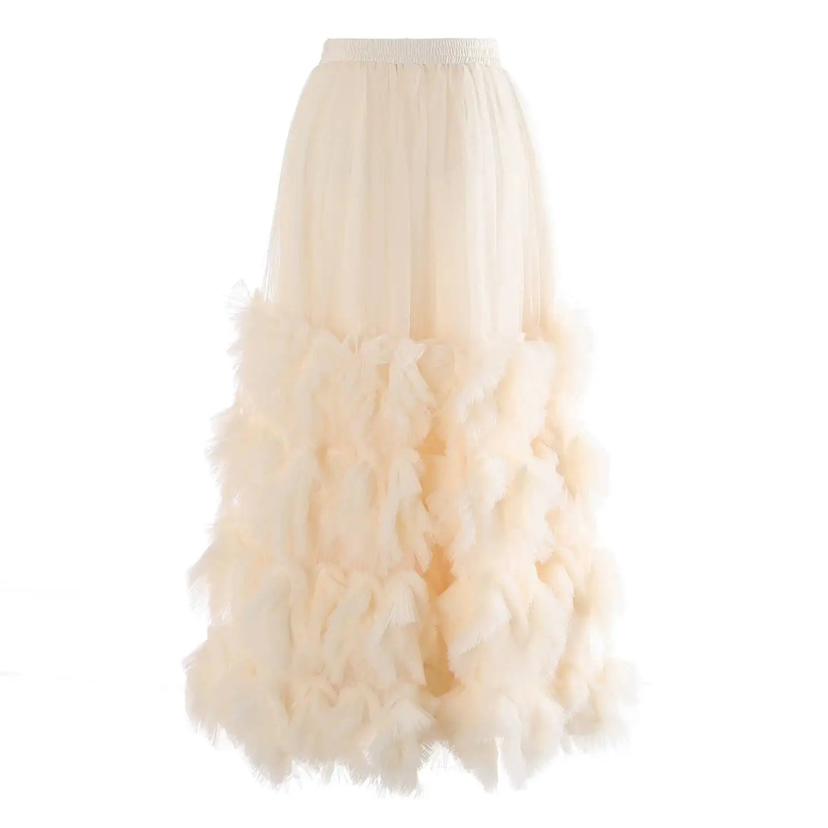 Ethereal Ruffled Mesh Maxi Skirt