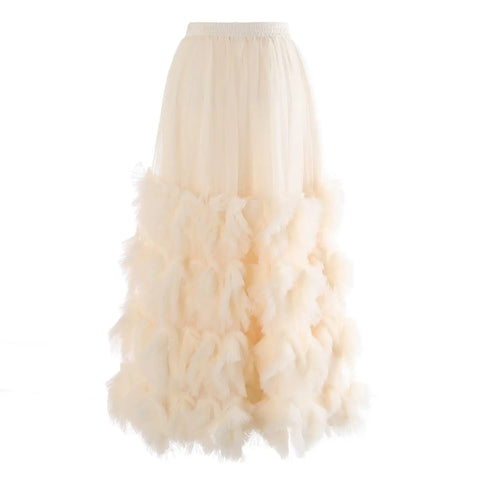 Ethereal Ruffled Mesh Maxi Skirt