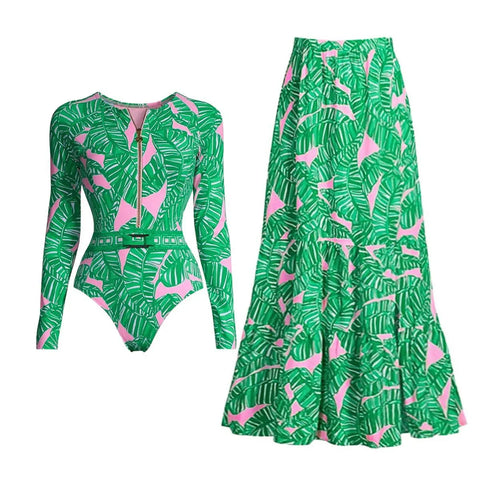 Wild Heart Printed Long-Sleeve One-Piece