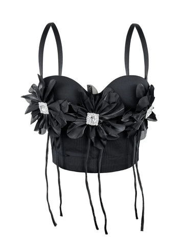 Daring Rhinestone Floral Corset Camisole