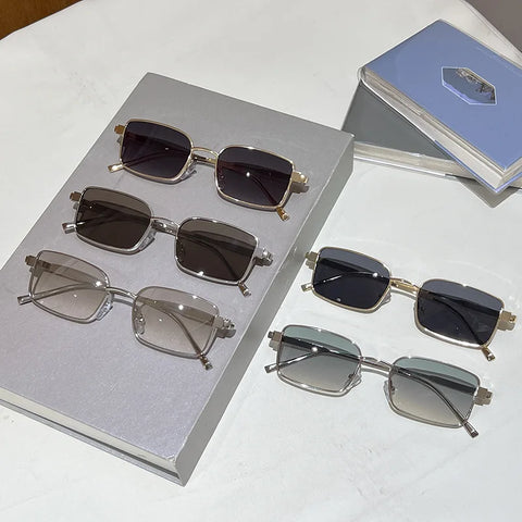 Daring Gold Rectangle Sunglasses