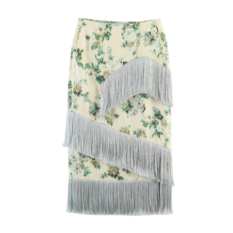 Wanderlust Printed Tassel Midi Skirt