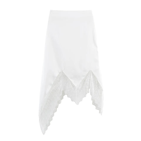 Ethereal Lace Patchwork Midi Skirt