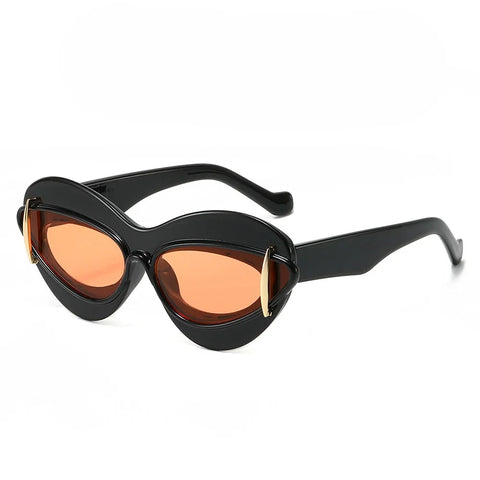 Daring Gold Oversized Cat Eye Sunglasses