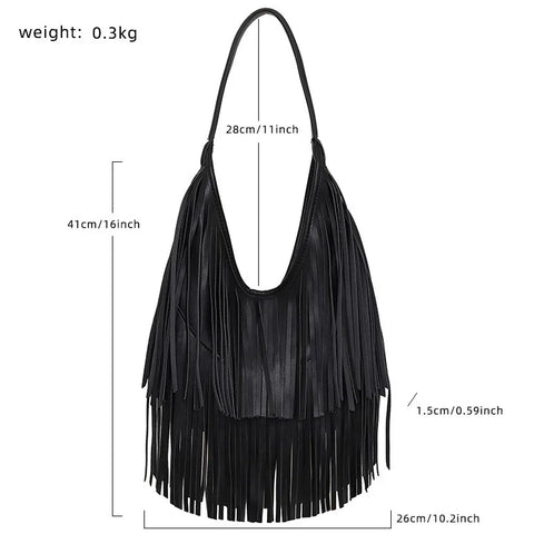 Untamed Leather Fringe Shoulder Bag