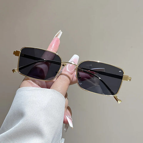 Daring Gold Rectangle Sunglasses