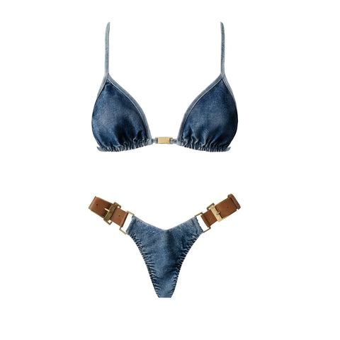 Daring Denim Bandeau Bikini Set