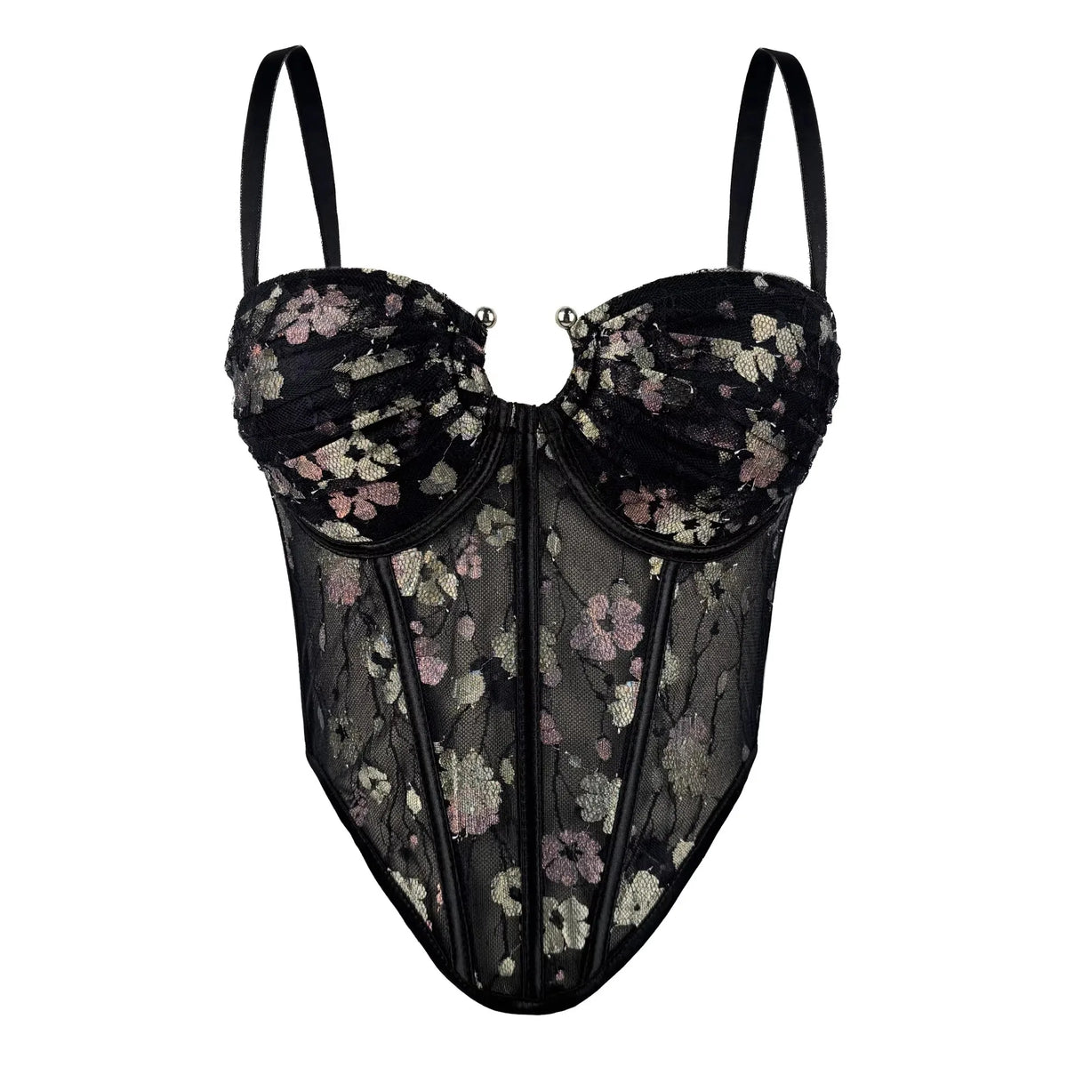 Radiant Floral Embroidered Corset Top