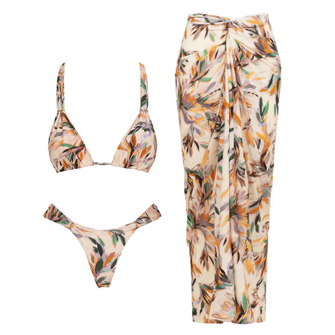 Wanderlust Printed Asymmetric Bikini Set