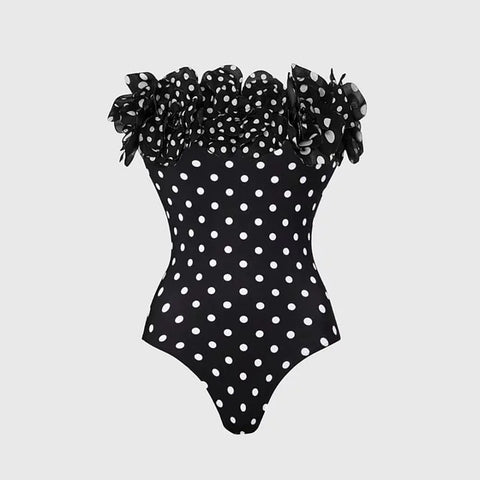 Confident Polka Dot Ruffle Bikini Set