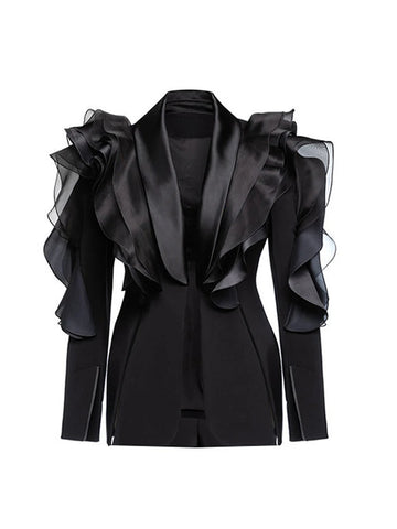 Audacious Ruffled Satin Blazer