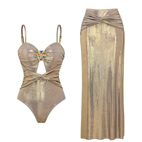 Radiant Shimmer Embroidered One-Piece