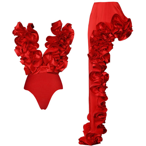 Fierce Ruffled Low-Waist Bikini Set