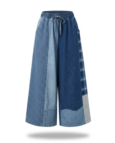 Unique Patchwork Wide Leg Trousers