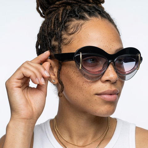 Daring Gold Oversized Cat Eye Sunglasses