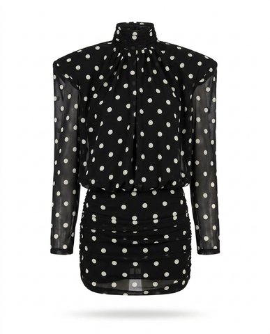 Audacious Polka Dot Mesh Mini Dress