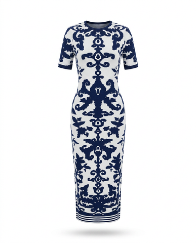 Confident Jacquard Bodycon Maxi Dress