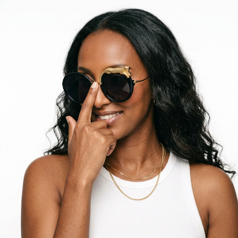 Fierce Gold Leopard Round Sunglasses