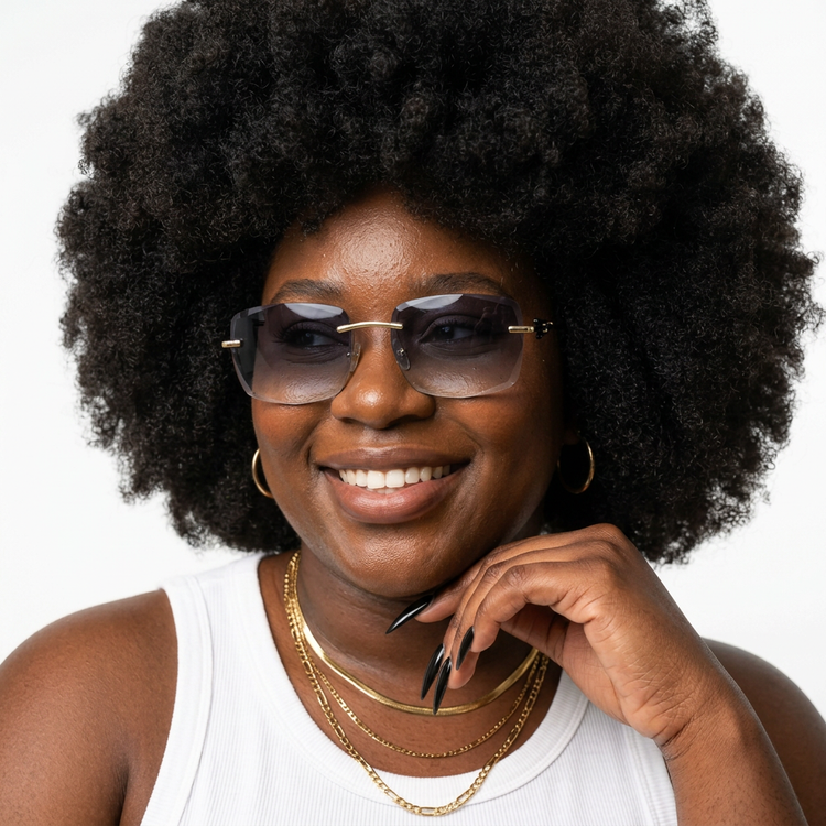 Radiant Gold Rimless Sunglasses