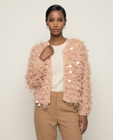 Blush Pink Loop-Knit Jacket