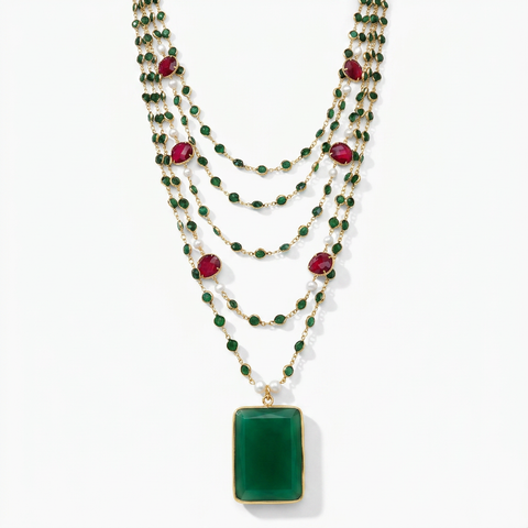 Worthy Crystal Multi-Strand Pendant Necklace