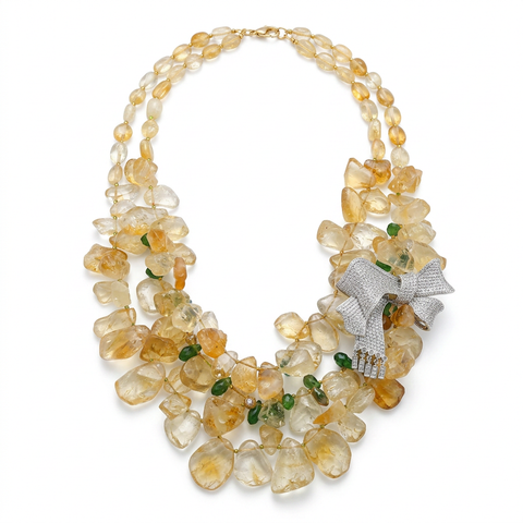 Magnetic Citrine Butterfly Pendant Necklace