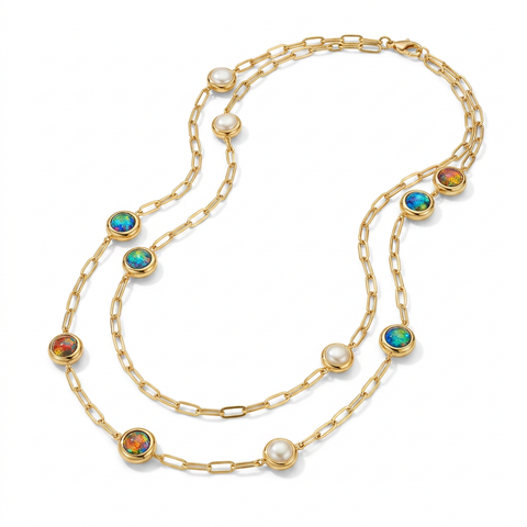 Magnetic Gold Beaded Pearl Necklace