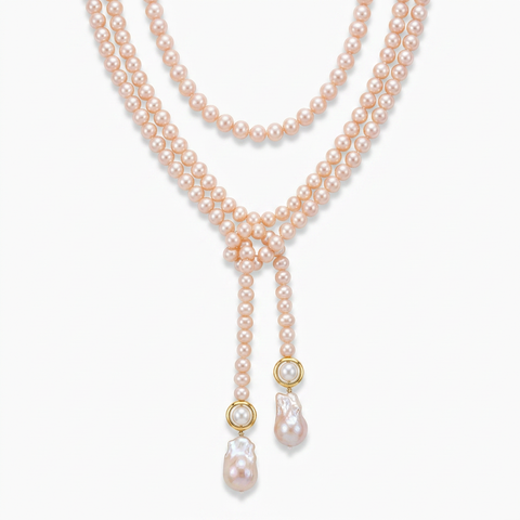 Radiant Pink Baroque Pearl Lariat