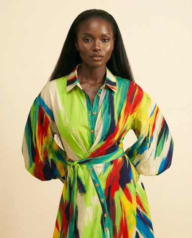 Spirited Adire Wrap Midi Dress