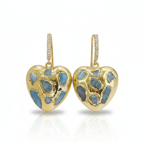 Worthy Gold Larimar Heart Drop Earrings