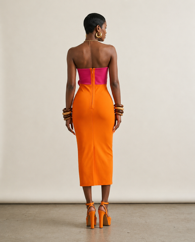 Vibrant Floral Strapless Maxi Dress