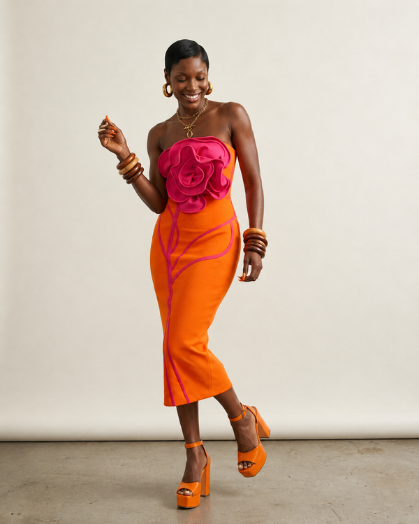 Vibrant Floral Strapless Maxi Dress
