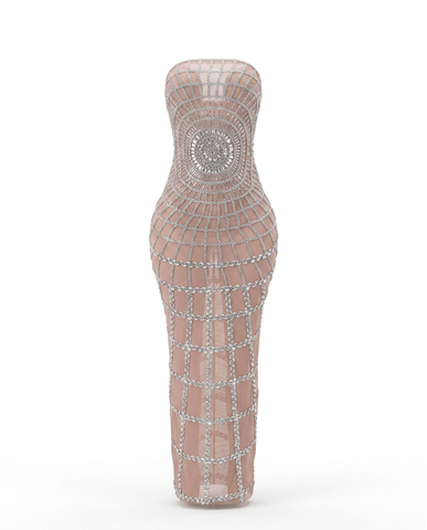 Ember Stripe Strapless Gown