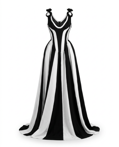Noir Fleur Stripe Maxi Dress