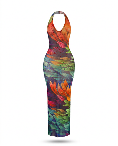 Jardin Embroidered Halter Gown