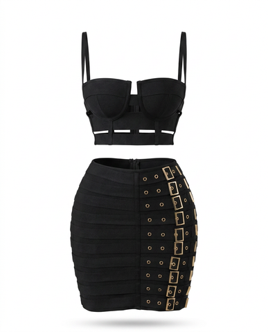 Onyx Bandage Top & Skirt Set