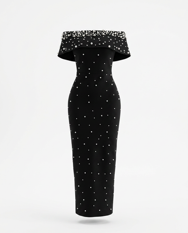 Pearl Off Shoulder Bandage Dress