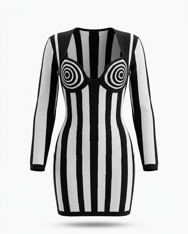 Black & White Stripe Mini Dress