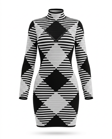 Noir Jacquard Bandage Dress