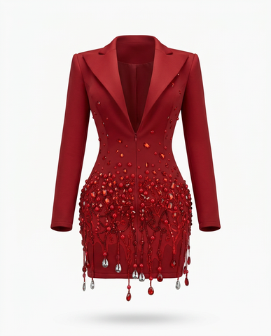 Ruby Rhinestone Suit Dress