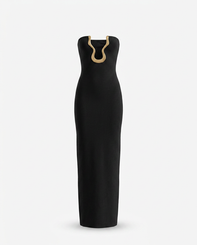 Black Odessa Strapless Maxi Dress