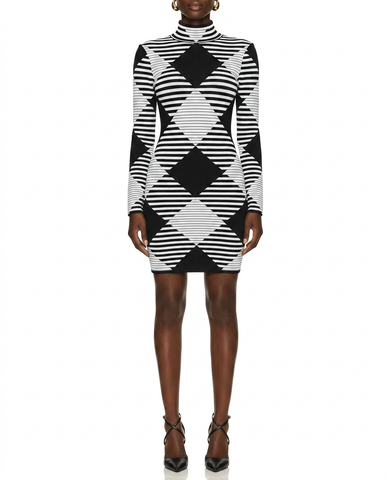 Noir Jacquard Bandage Dress