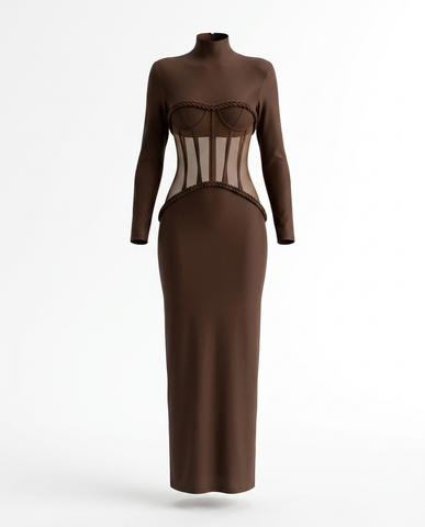 Espresso Mesh Maxi Dress