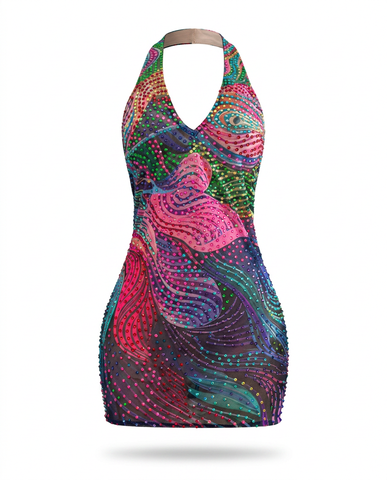 Prism Beaded Halter Gown