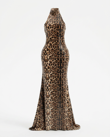 Bronze Leopard Sequin Gown