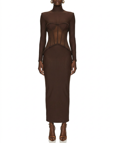Espresso Mesh Maxi Dress